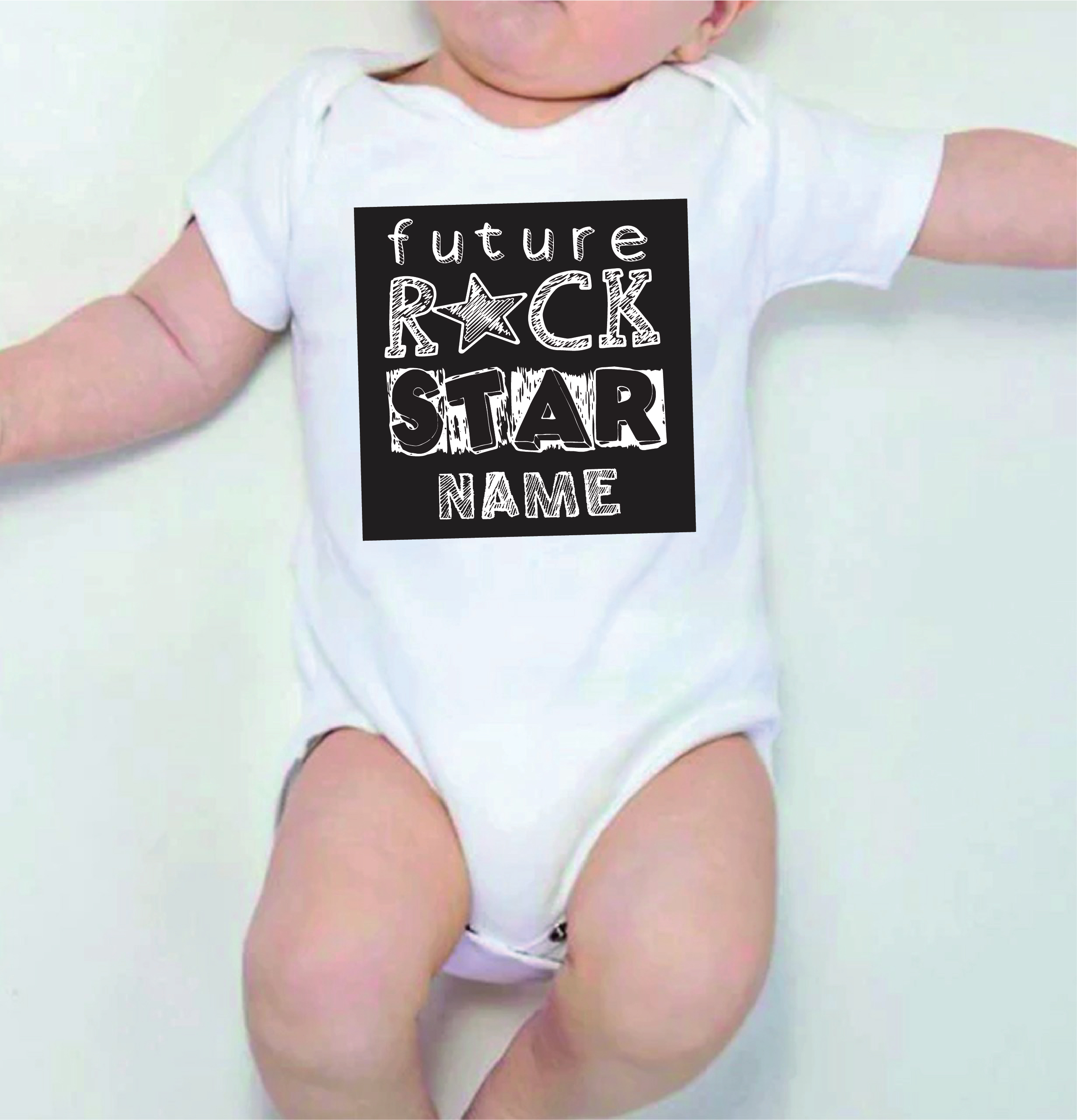 Personalised Future Rockstar White Cotton Baby Romper